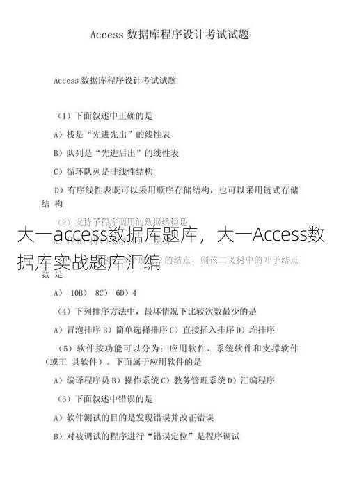 大一access数据库题库