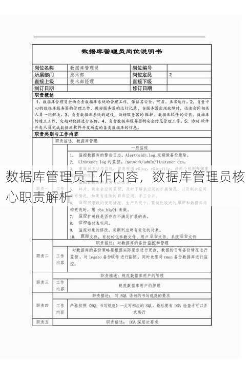 数据库管理员工作内容