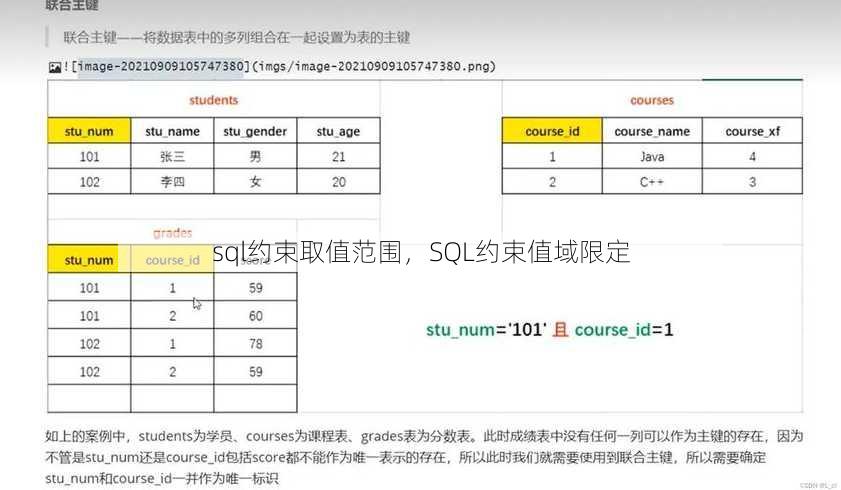sql约束取值范围