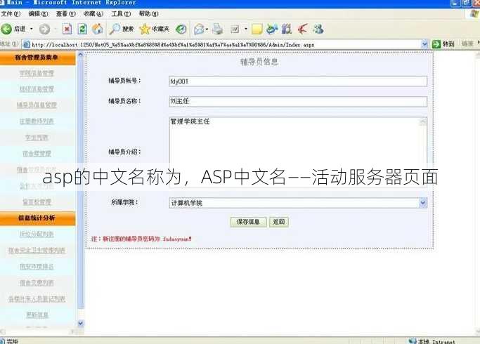 asp的中文名称为