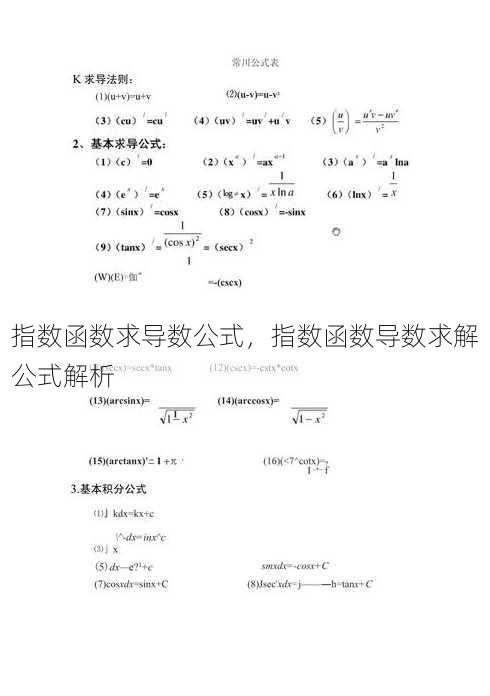 指数函数求导数公式
