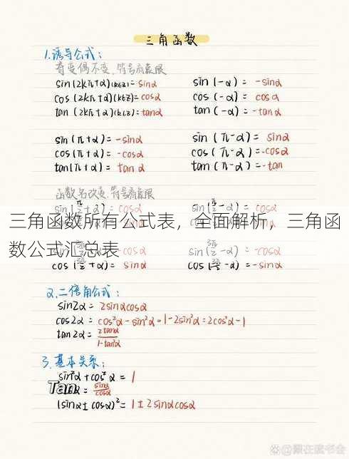 三角函数所有公式表