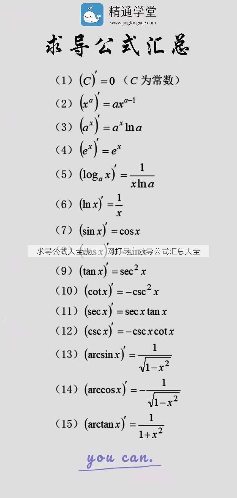 求导公式大全表