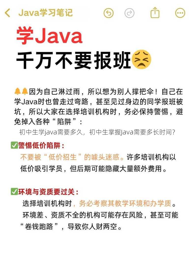 初中生学java需要多久