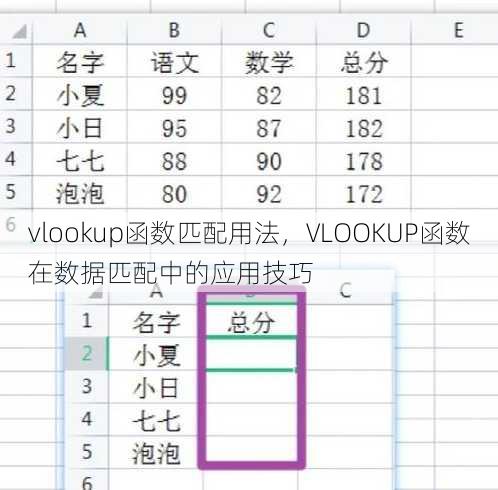 vlookup函数匹配用法
