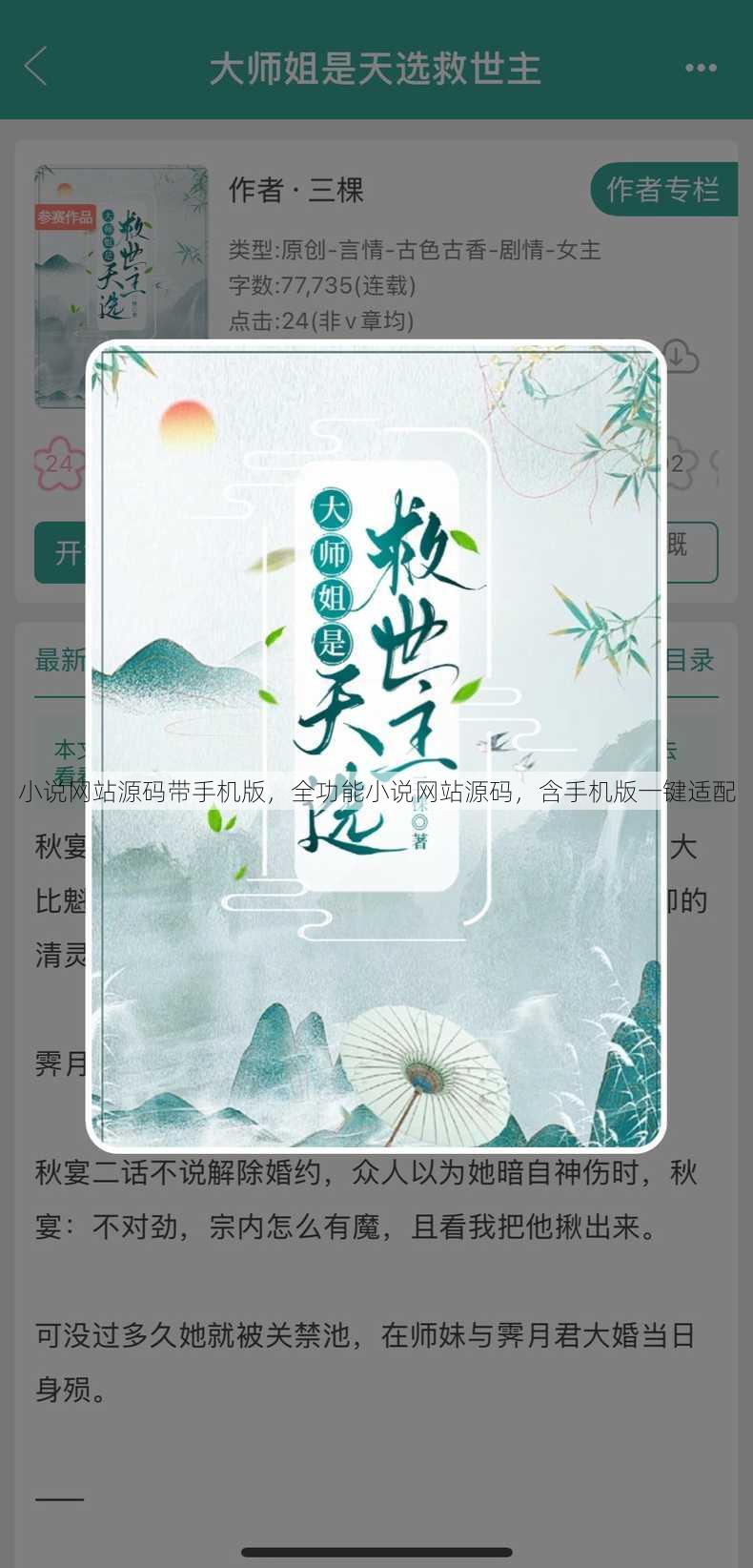 小说网站源码带手机版