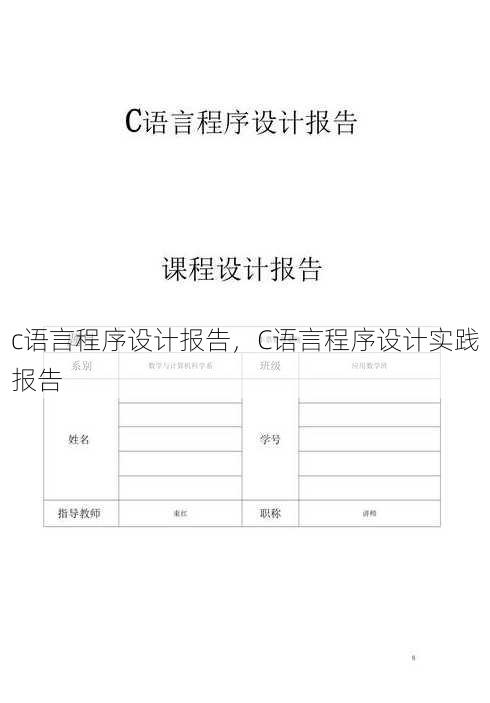 c语言程序设计报告