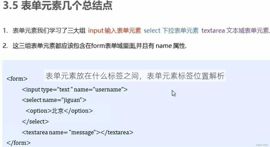 表单元素放在什么标签之间