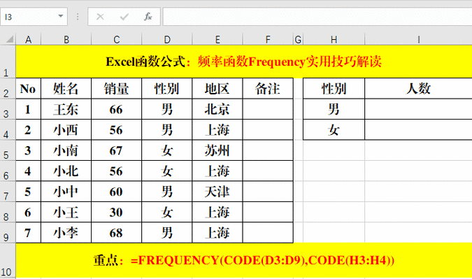 frequency函数计算频数