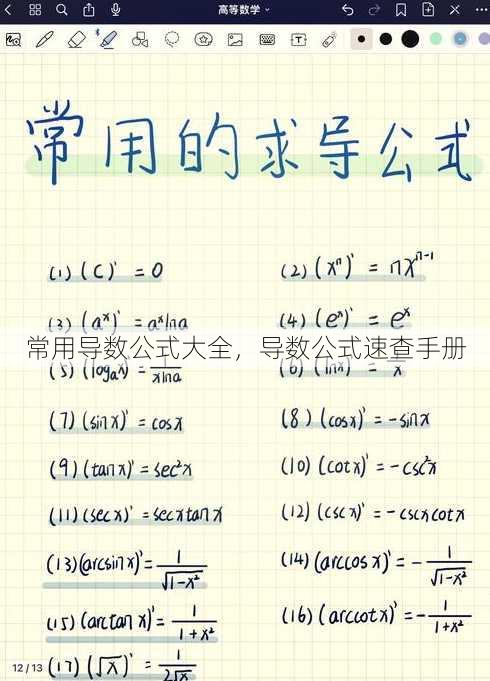 常用导数公式大全