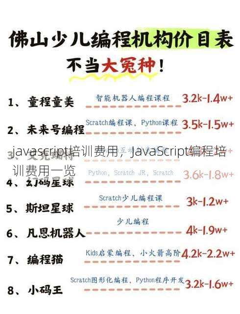 javascript培训费用