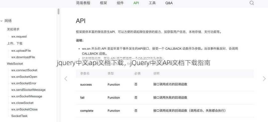 jquery中文api文档下载