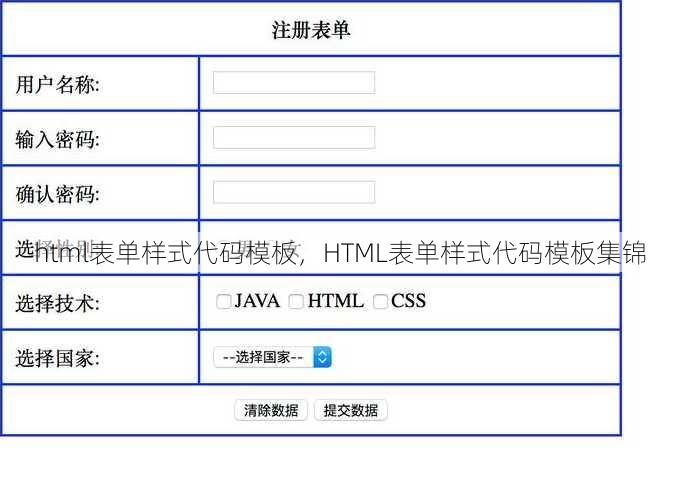 html表单样式代码模板