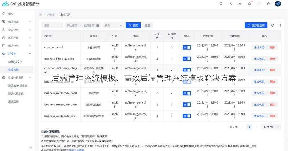 后端管理系统模板