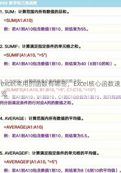 excel常用的函数有哪些