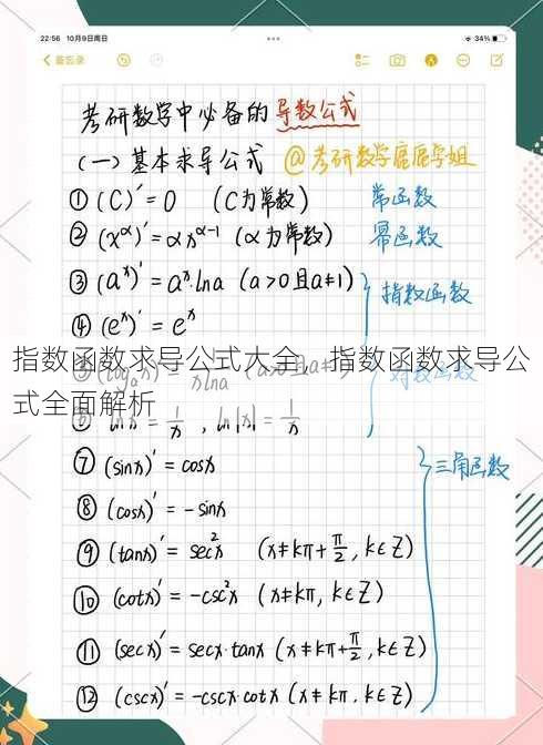指数函数求导公式大全
