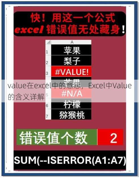 value在excel中的意思