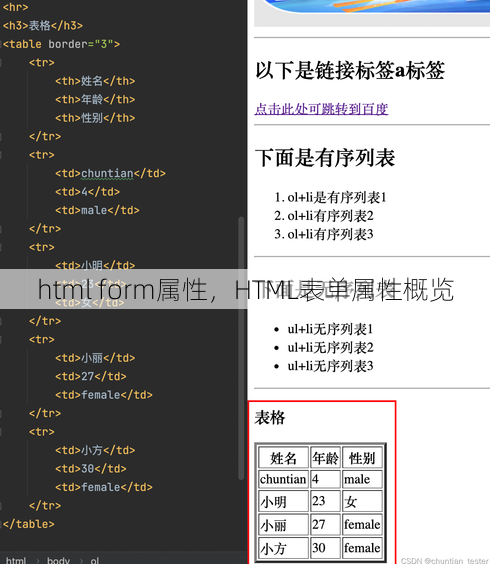 html form属性