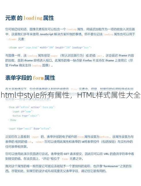 html中style所有属性