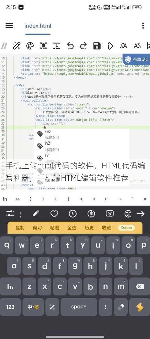 手机上敲html代码的软件