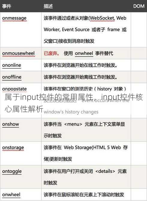 属于input控件的常用属性