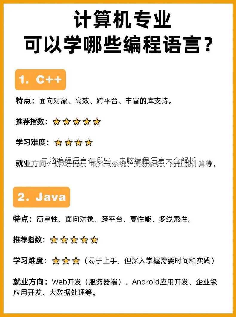 电脑编程语言有哪些