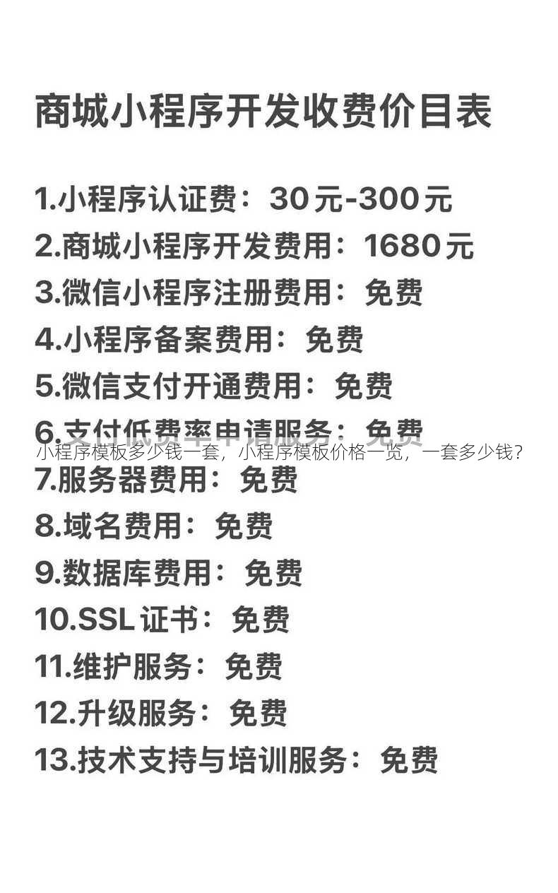 小程序模板多少钱一套
