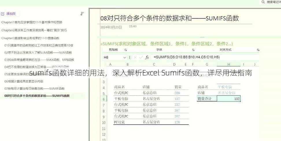 sumifs函数详细的用法