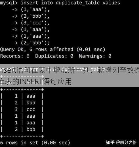 insert语句在表中增加新一列