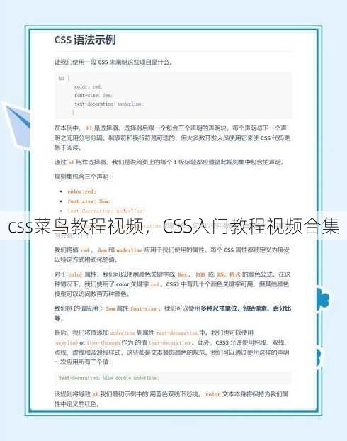 css菜鸟教程视频