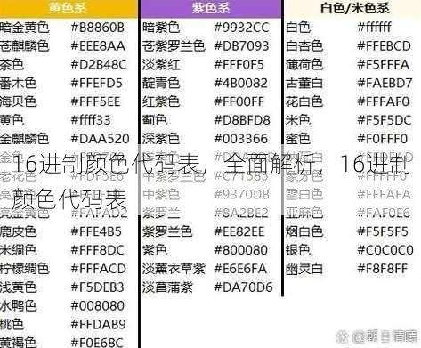 16进制颜色代码表