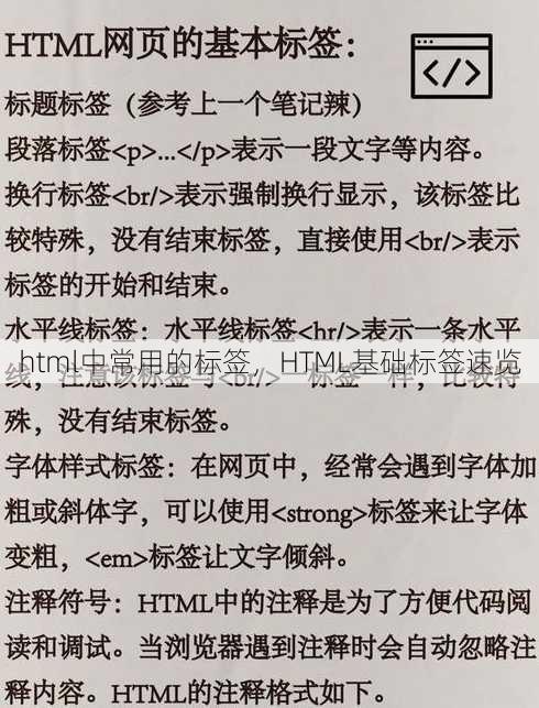 html中常用的标签，HTML基础标签速览