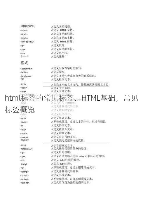 html标签的常见标签，HTML基础，常见标签概览