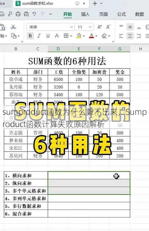 sumproduct函数为什么算不出来，Sumproduct函数计算失败原因解析