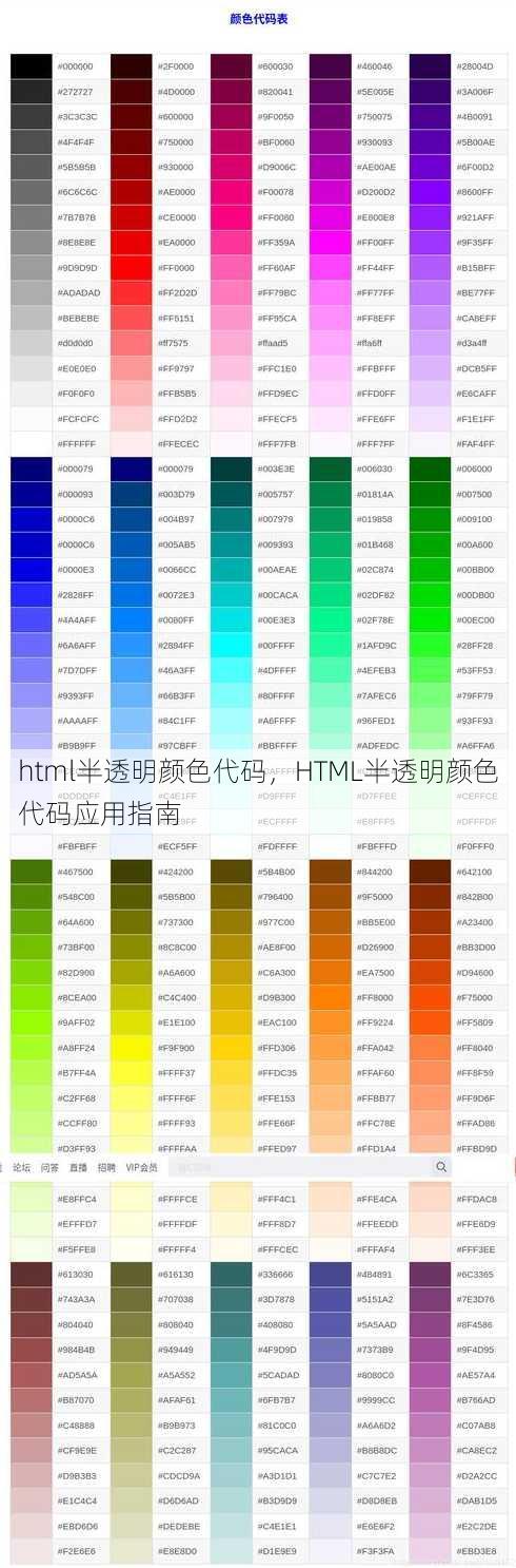 html半透明颜色代码