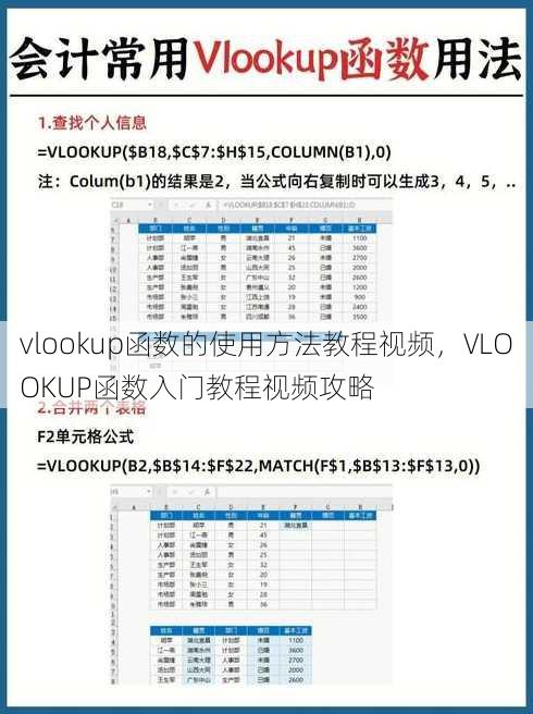 vlookup函数的使用方法教程视频，VLOOKUP函数入门教程视频攻略