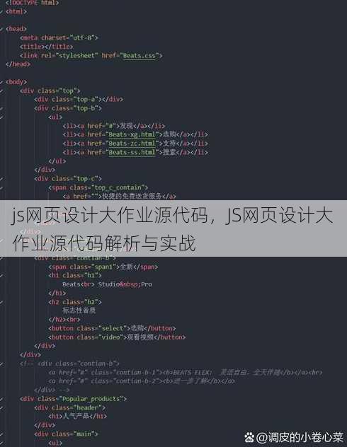 js网页设计大作业源代码，JS网页设计大作业源代码解析与实战