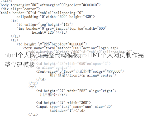 html个人网页完整代码模板，HTML个人网页制作完整代码模板